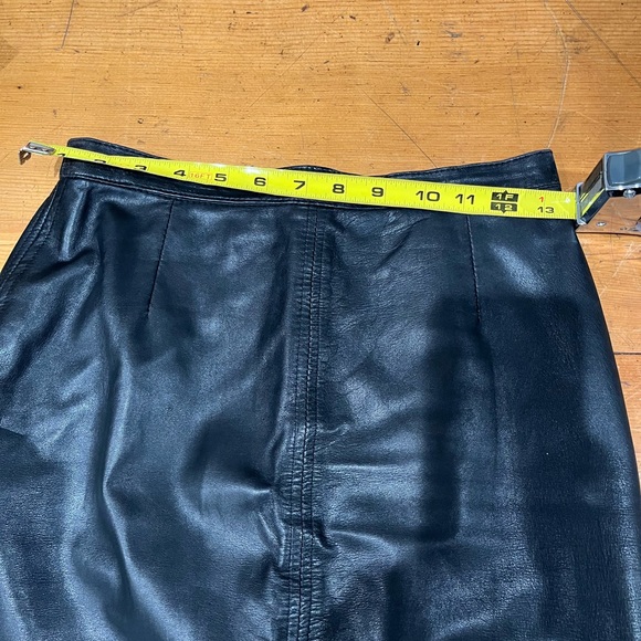 Optimos Black Leather Pencil Skirt Made In Brazil - Picture 4 of 16